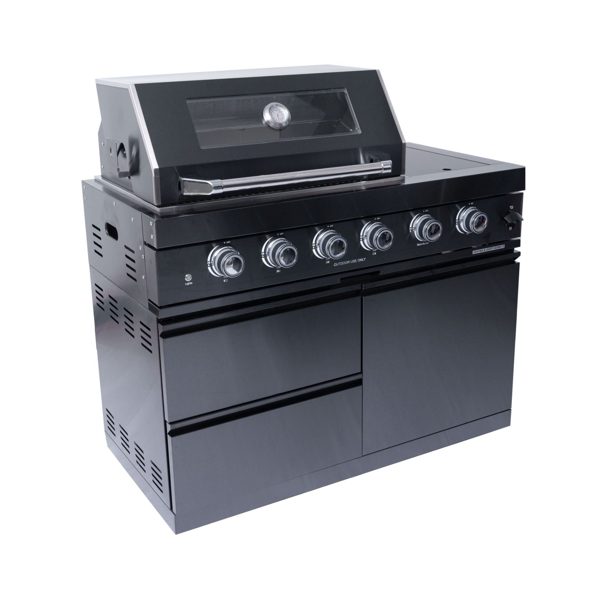 Ember Premium Black Stainless Steel 4-Burner Liquid Propane Kitchen Grill Island With Rotisserie Kit (SAK48157)
