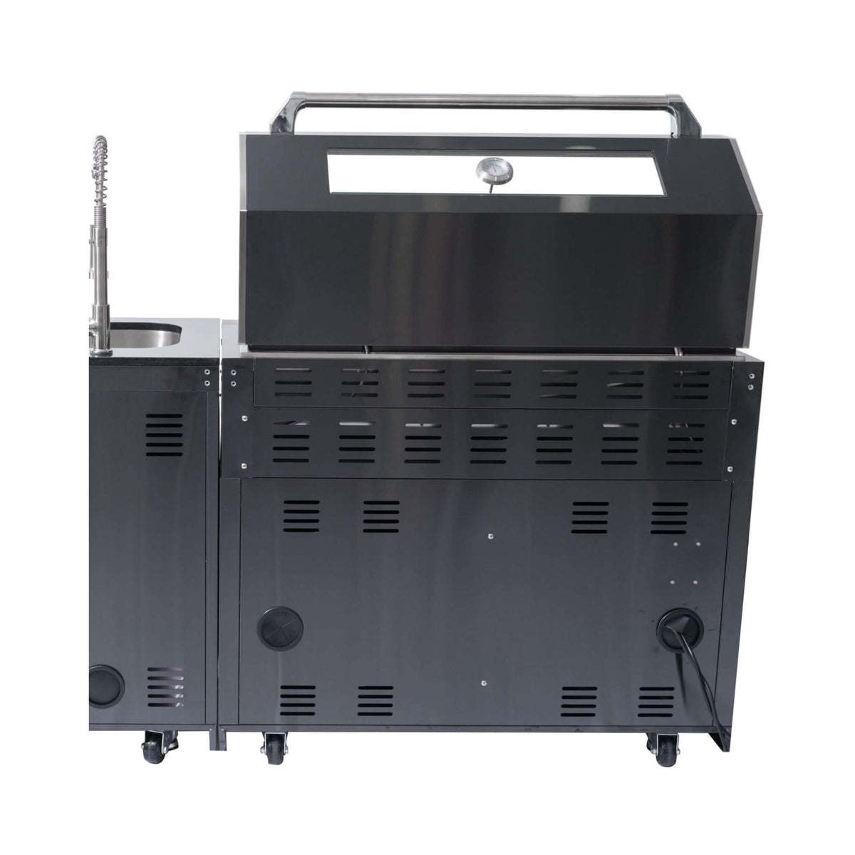 Inferno Premium Black Stainless Steel 6-Burner Liquid Propane Kitchen Grill Island With Rotisserie Kit (SAK82641)