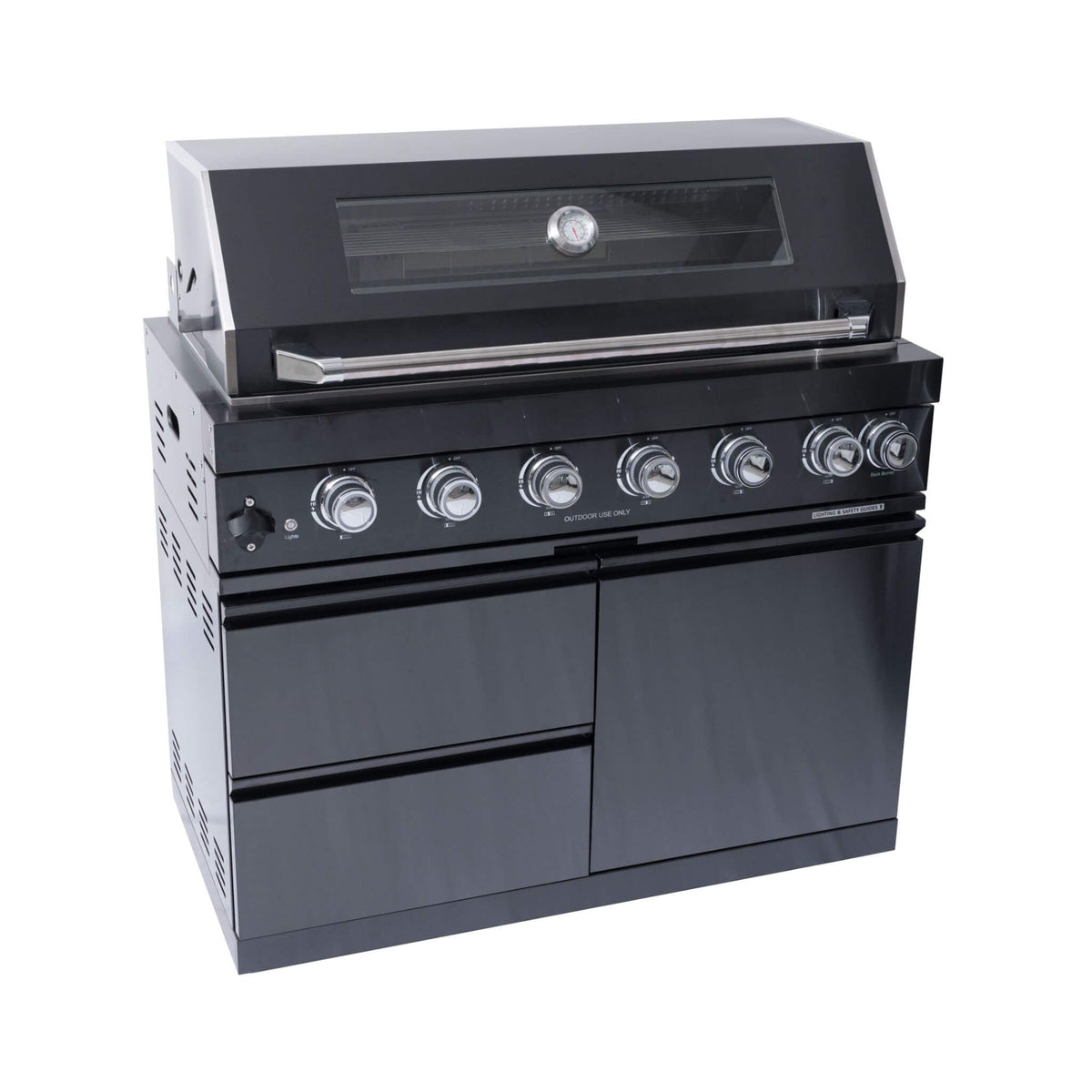 Inferno Premium Black Stainless Steel 6-Burner Liquid Propane Kitchen Grill Island With Rotisserie Kit (SAK82641)