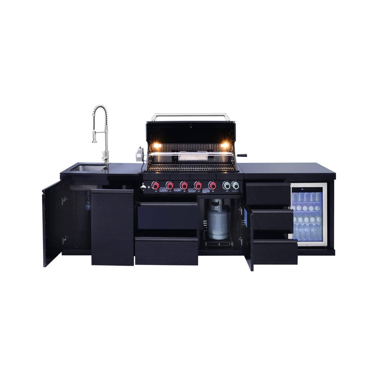 Summit 6-Burner 85000 BTU Liquid Propane Grill Island With Sink And Fridge (SAK59238)
