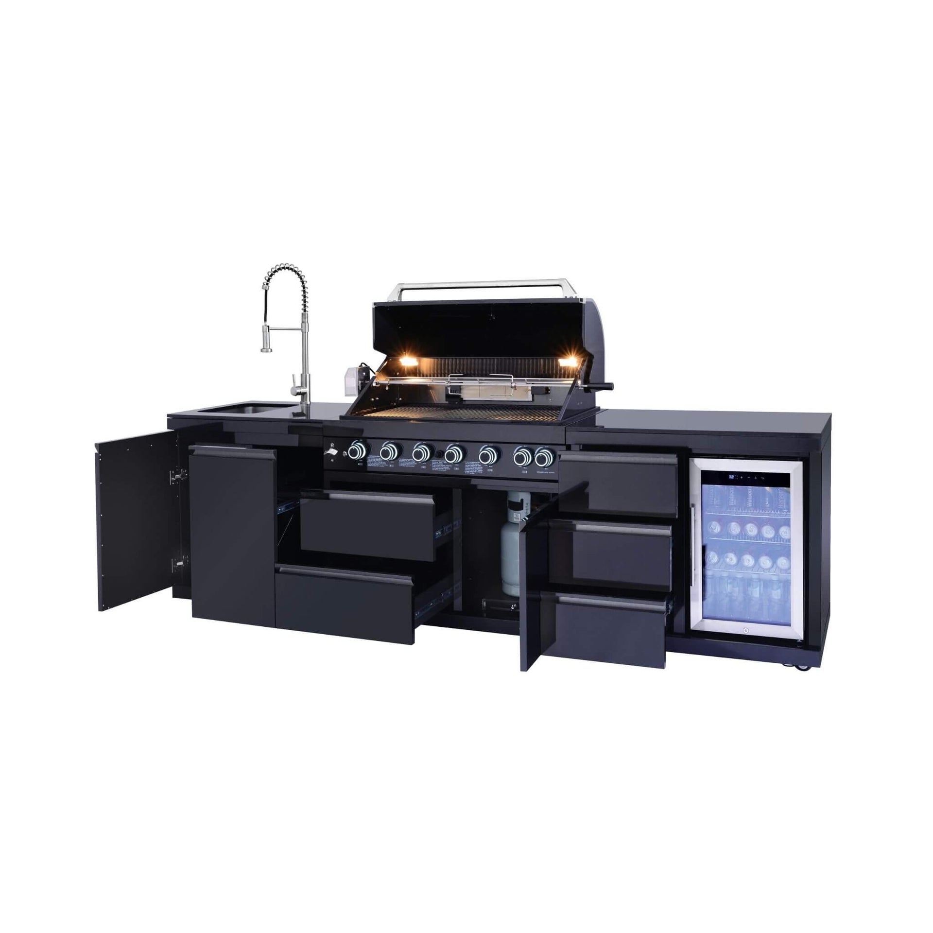 Summit 6-Burner 85000 BTU Liquid Propane Grill Island With Sink And Fridge (SAK59238)