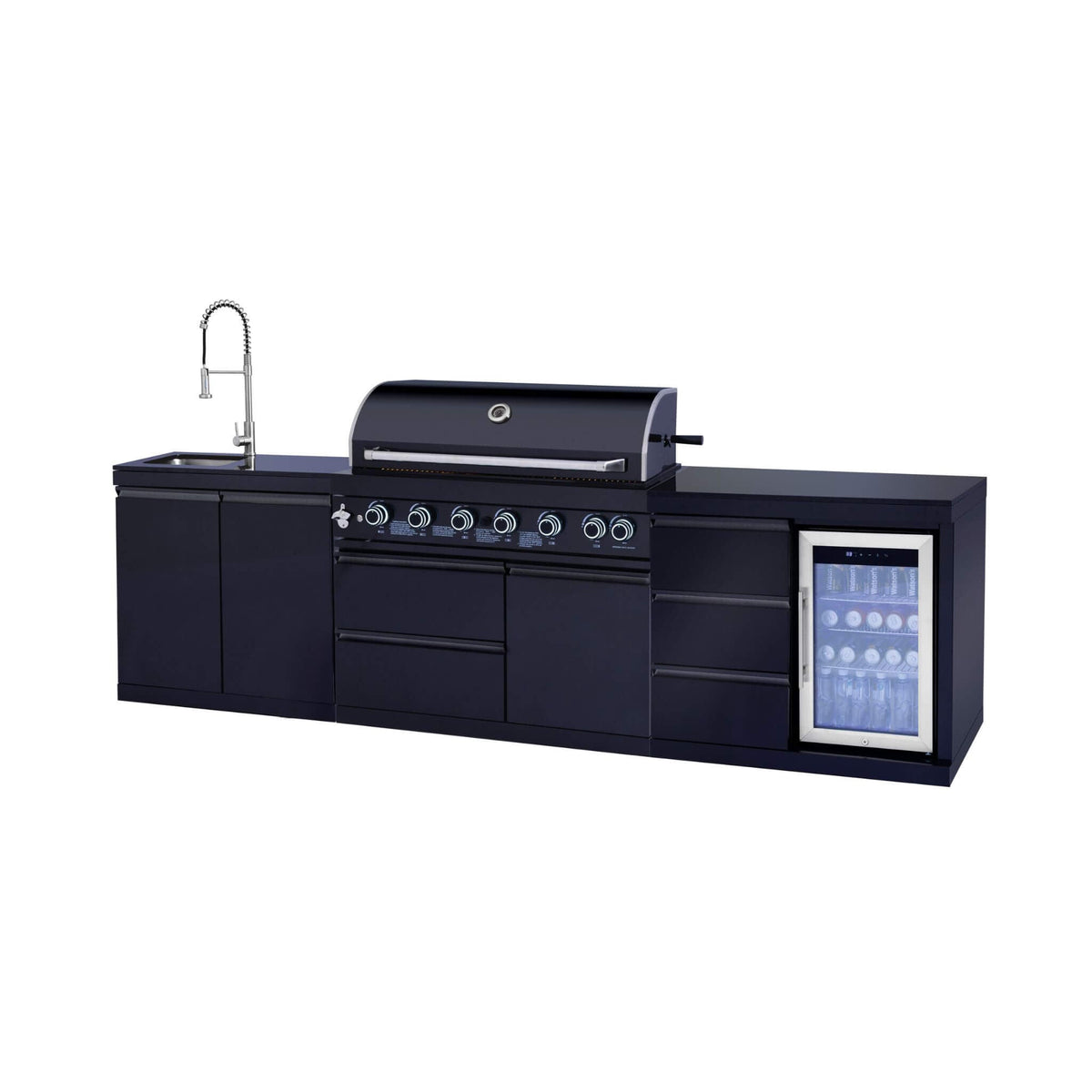 Summit 6-Burner 85000 BTU Liquid Propane Grill Island With Sink And Fridge (SAK59238)