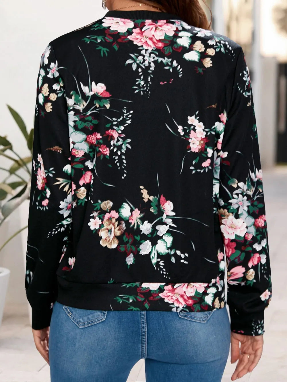 Casual cardigan long sleeved women's printed jacket