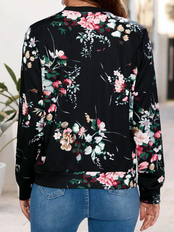 Casual cardigan long sleeved women's printed jacket