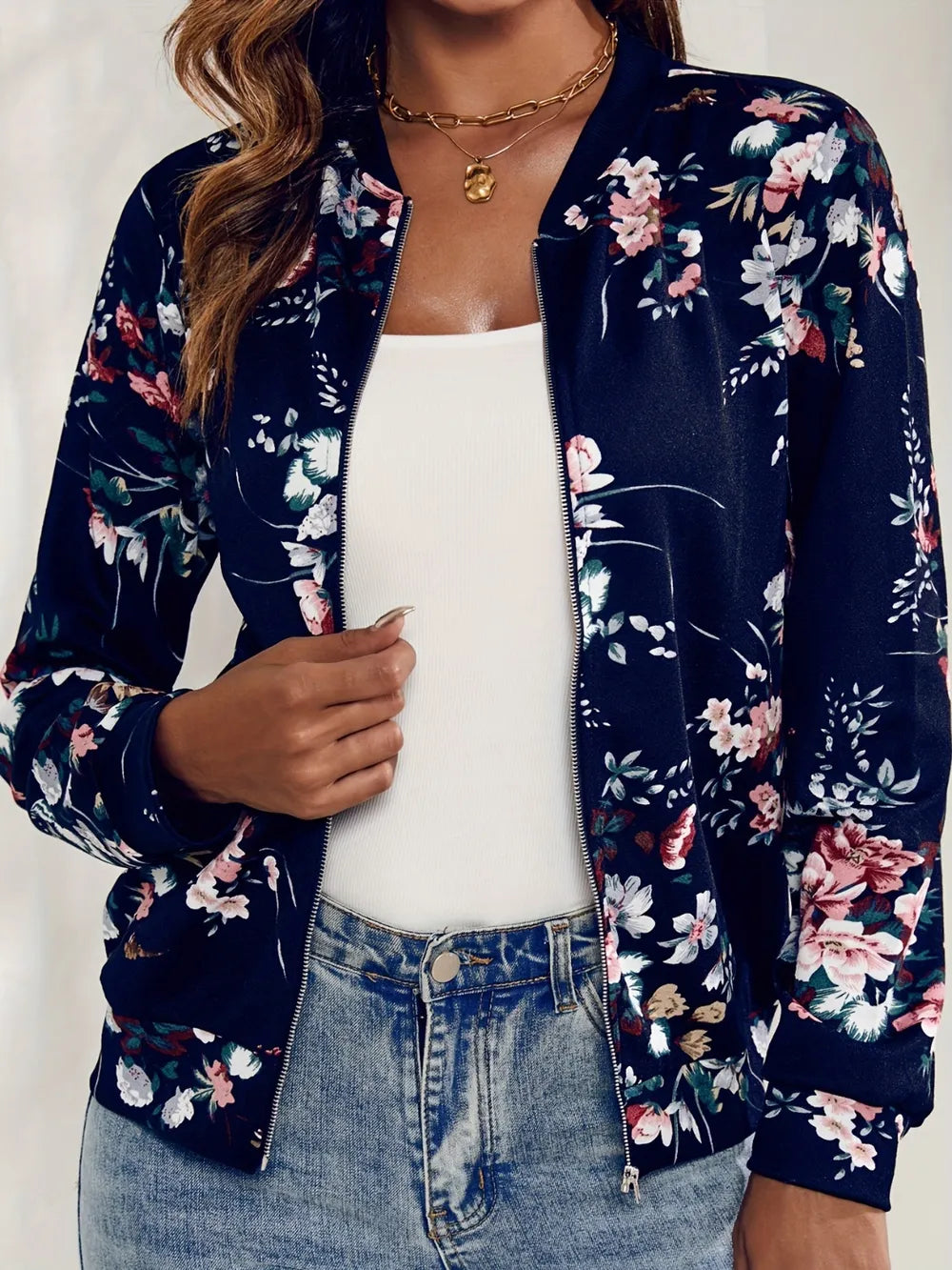 Casual cardigan long sleeved women's printed jacket