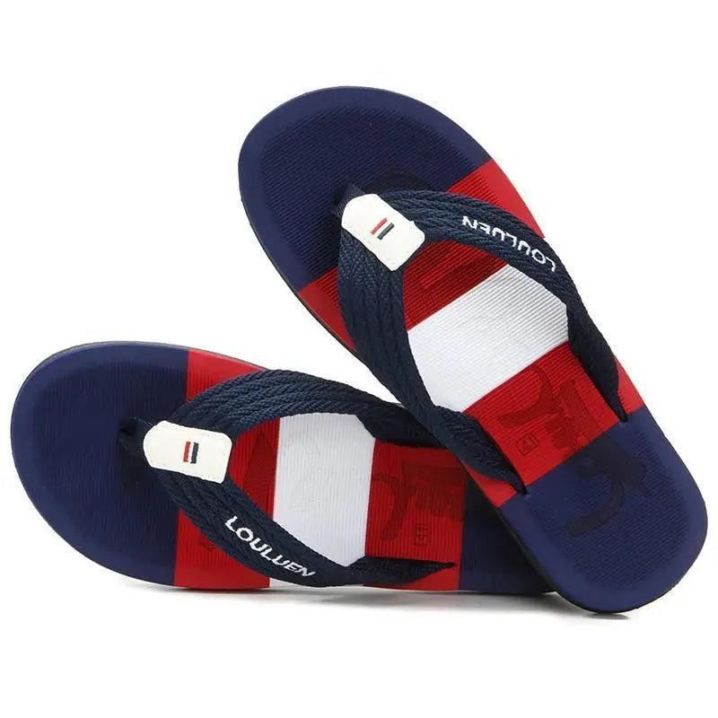 Casual  Men Blue Summer Flip Flops High Quality Men Flip Flops Breathable Beach Slippers Outdoor Cool Simple Design Comfortable Walking Sandals