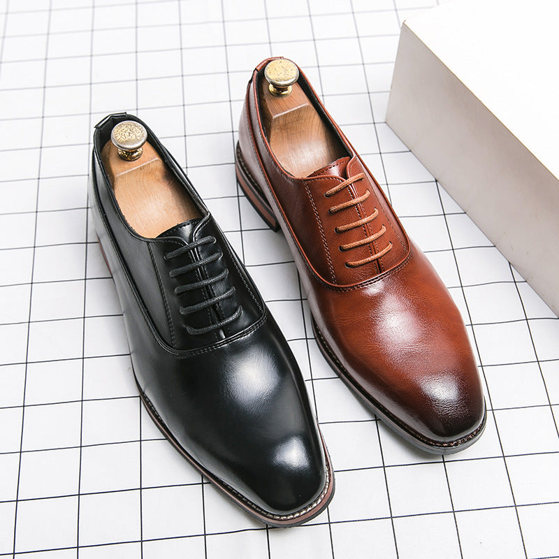 Casual shoes, leather shoes, men's formal wear, men's shoes, lace up business pointed leather shoes
