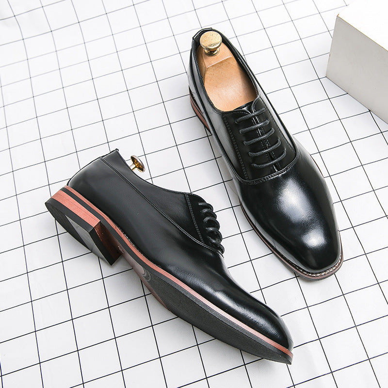 Casual shoes, leather shoes, men's formal wear, men's shoes, lace up business pointed leather shoes