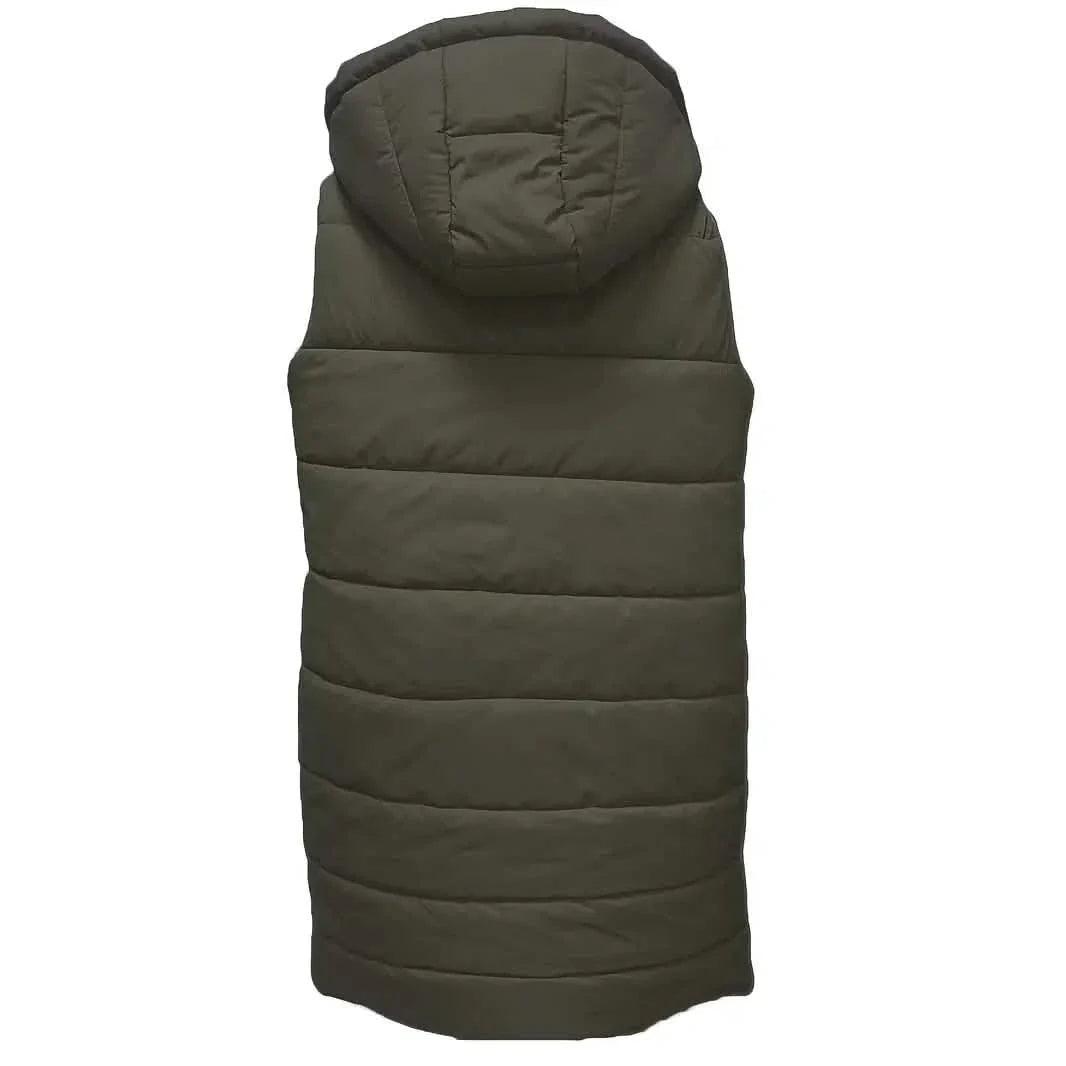 Casual Sleeveless Long Button Front Hooded Coat Outerwear