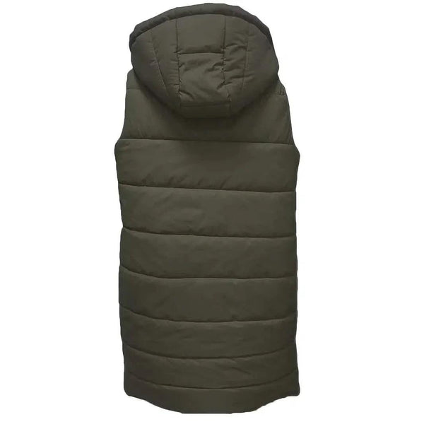 Casual Sleeveless Long Button Front Hooded Coat Outerwear