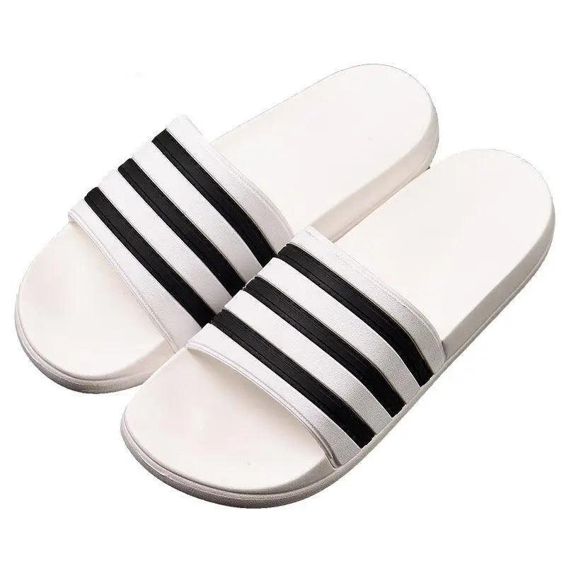 Casual Summer Modern Design Men Slippers Soft Black White Stripes Pattern Flip Flops Casual Summer Outdoor Slides For Women