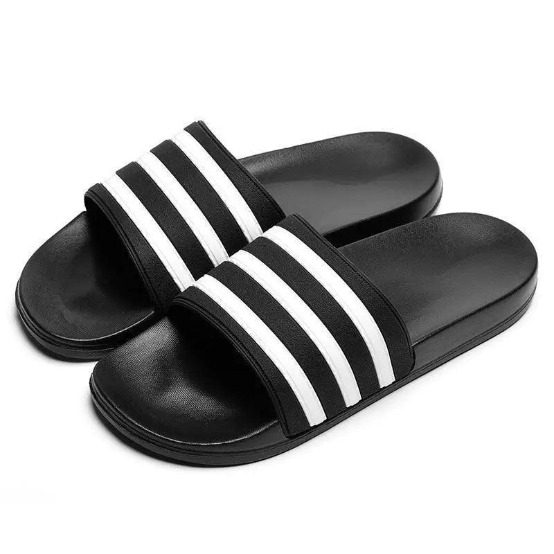 Casual Summer Modern Design Men Slippers Soft Black White Stripes Pattern Flip Flops Casual Summer Outdoor Slides For Women