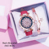 Casual Women Romantic Starry Sky Wrist Watch Bracelet Leather Rhinestone Designer Simple Dress Women's Watches Women Starry Sky PU Leather Strap Quartz Wristwatches For Woman Girls Teenagers