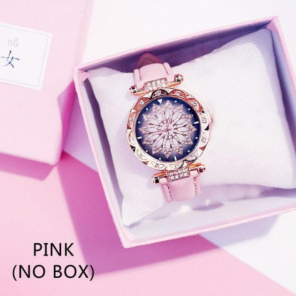 Casual Women Romantic Starry Sky Wrist Watch Bracelet Leather Rhinestone Designer Simple Dress Women's Watches Women Starry Sky PU Leather Strap Quartz Wristwatches For Woman Girls Teenagers