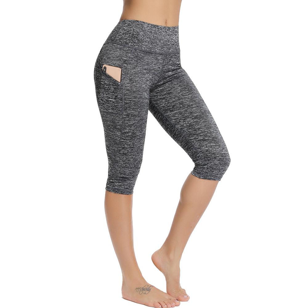 Casual Women's Yoga Pants Gym Fitness Sports Cropped Leggings Pocket Slim Pants Female Solid Color Women's Seamless Scrunch Legging Workout Leggings For Women Lift Tight Gym Yoga Home Pants