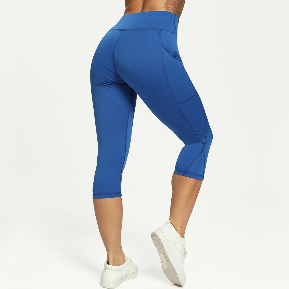 Casual Women's Yoga Pants Gym Fitness Sports Cropped Leggings Pocket Slim Pants Female Solid Color Women's Seamless Scrunch Legging Workout Leggings For Women Lift Tight Gym Yoga Home Pants