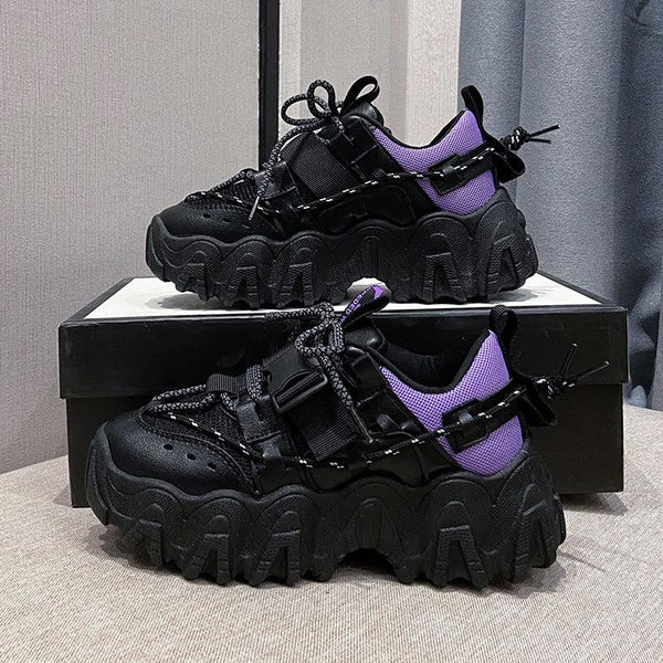 Casual Womens Blue Sneakers High Heels Platform Sports Shoes Autumn Thick Bottom Walking Breathable Vulcanized Shoes Luxury Tennis Sneakers Trainers Lace Up Fashion Design