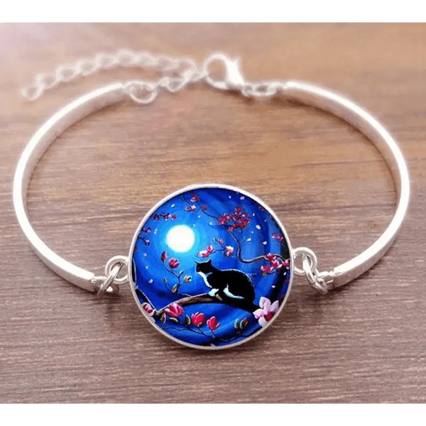 Cat Star Under The Glass Charm Bracelet Convex Plane Photo Handmade Jewelry For Woman And Man Accessories
