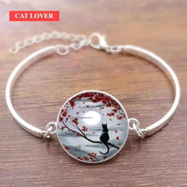 Cat Star Under The Glass Charm Bracelet Convex Plane Photo Handmade Jewelry For Woman And Man Accessories