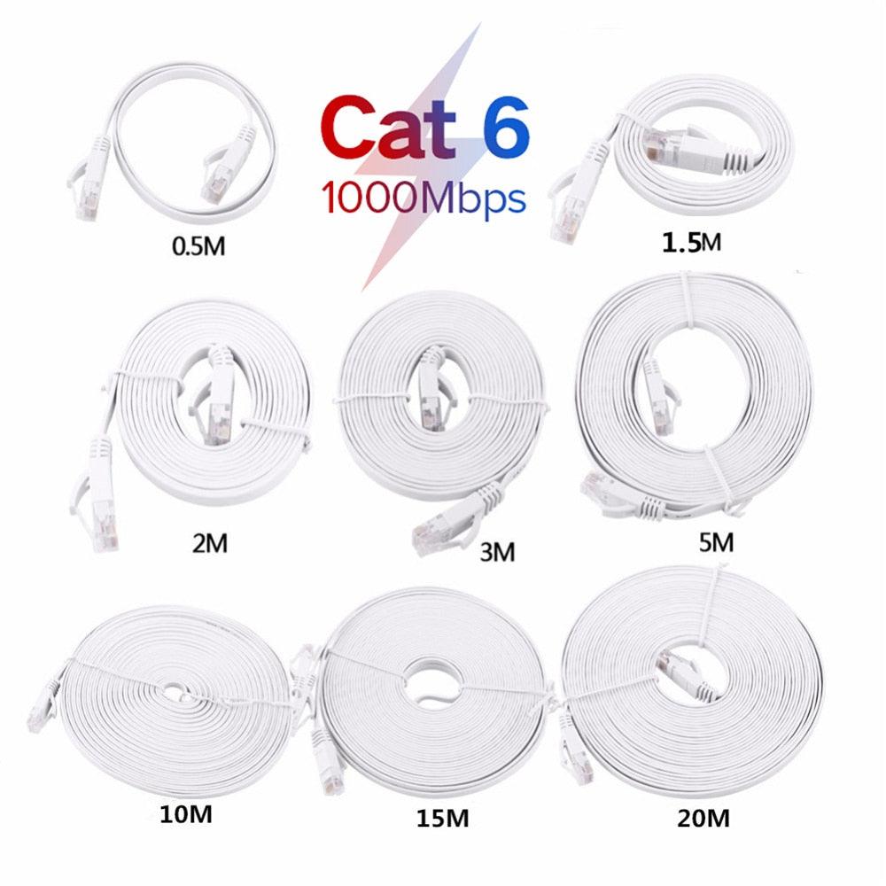 Cat6 RJ45 Network LAN Ethernet Flat Cable Computer UTP Patch Cord For Router Network Ethernet Cable Plated RJ45 Connectors Ethernet LAN Cable
