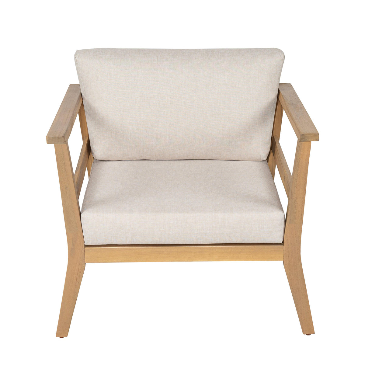 Outdoor Club Chair with Arms - Acacia Wood Arm Chair with Cushion