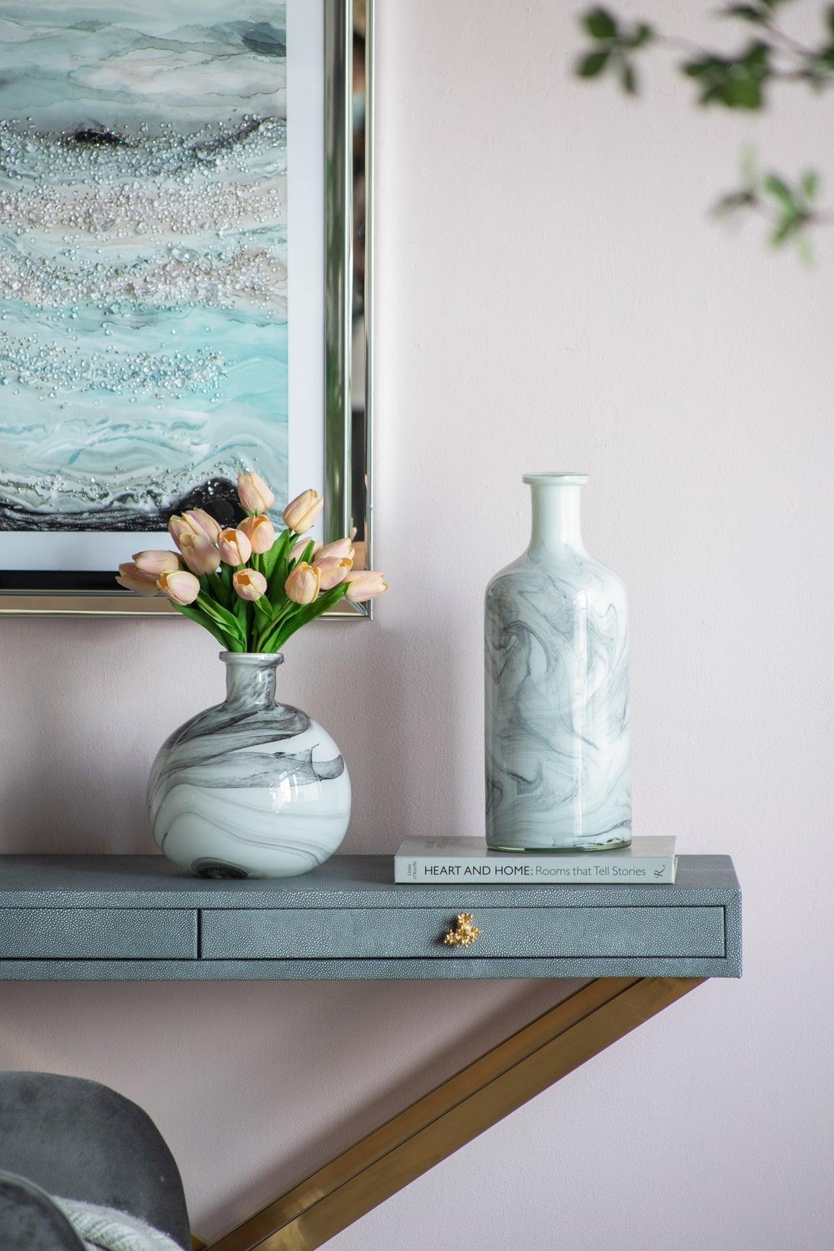 Modern Marble-Inspired Decorative Accent Vase