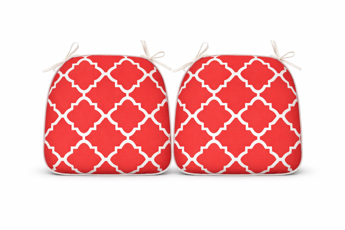 Outdoor Chair Cushions with Straps - Set of 4, Plaid