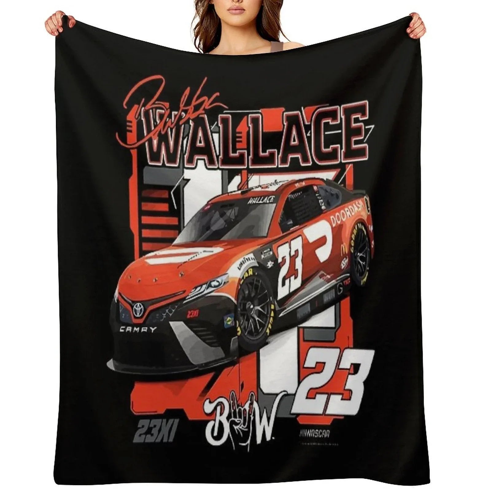 Bubba Wallace 23 Nascar Racing Car Throw Blanket