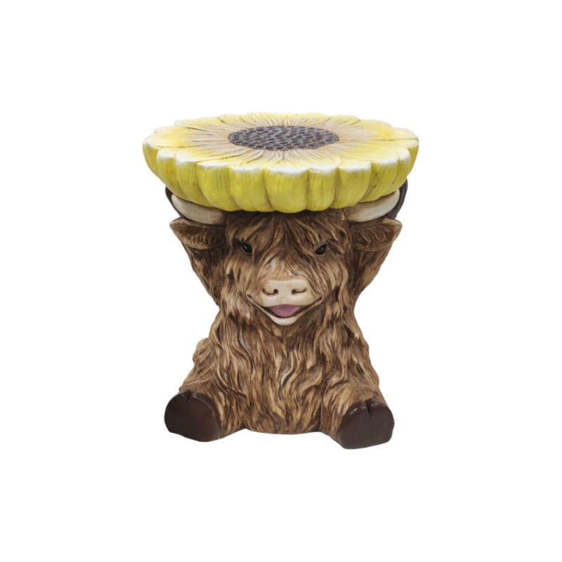 Highland Cow Stool with Sunflower Tabletop