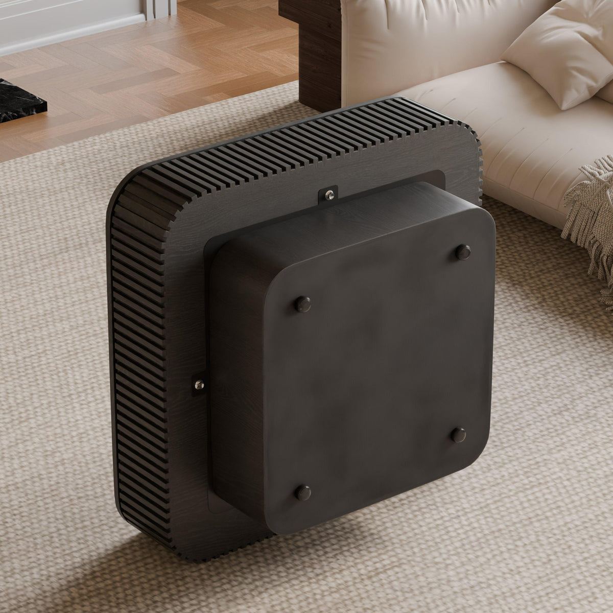Modern Black Square Coffee Table with Hidden Storage