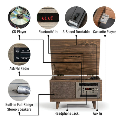 Serenade 8-In-1 Record Player - Walnut