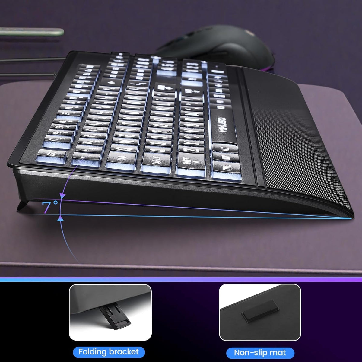 Large Print Backlit Keyboard for Seniors & Visually Impaired