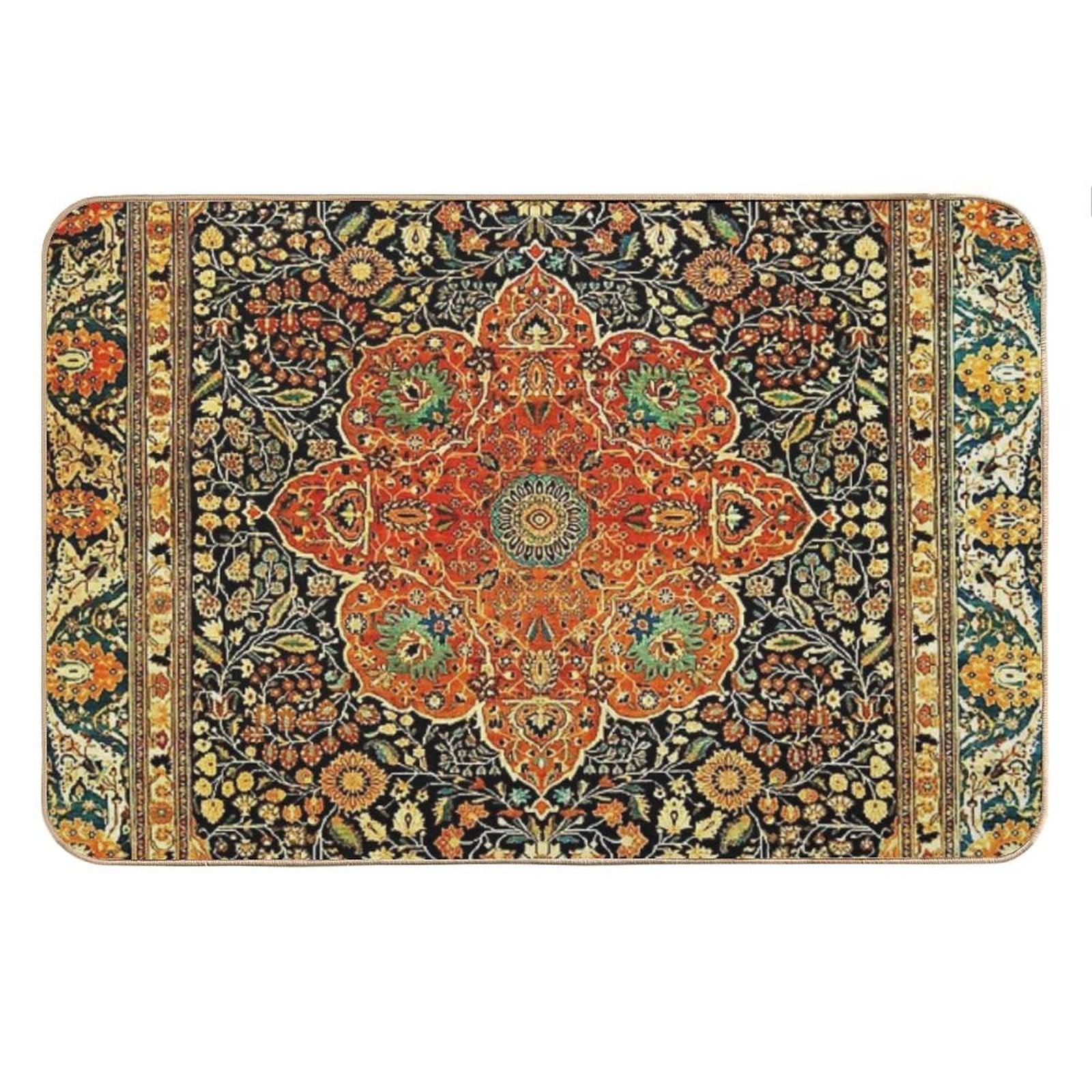 Antique Persian Mohtashem Kashan Rug Print Bath Mat
