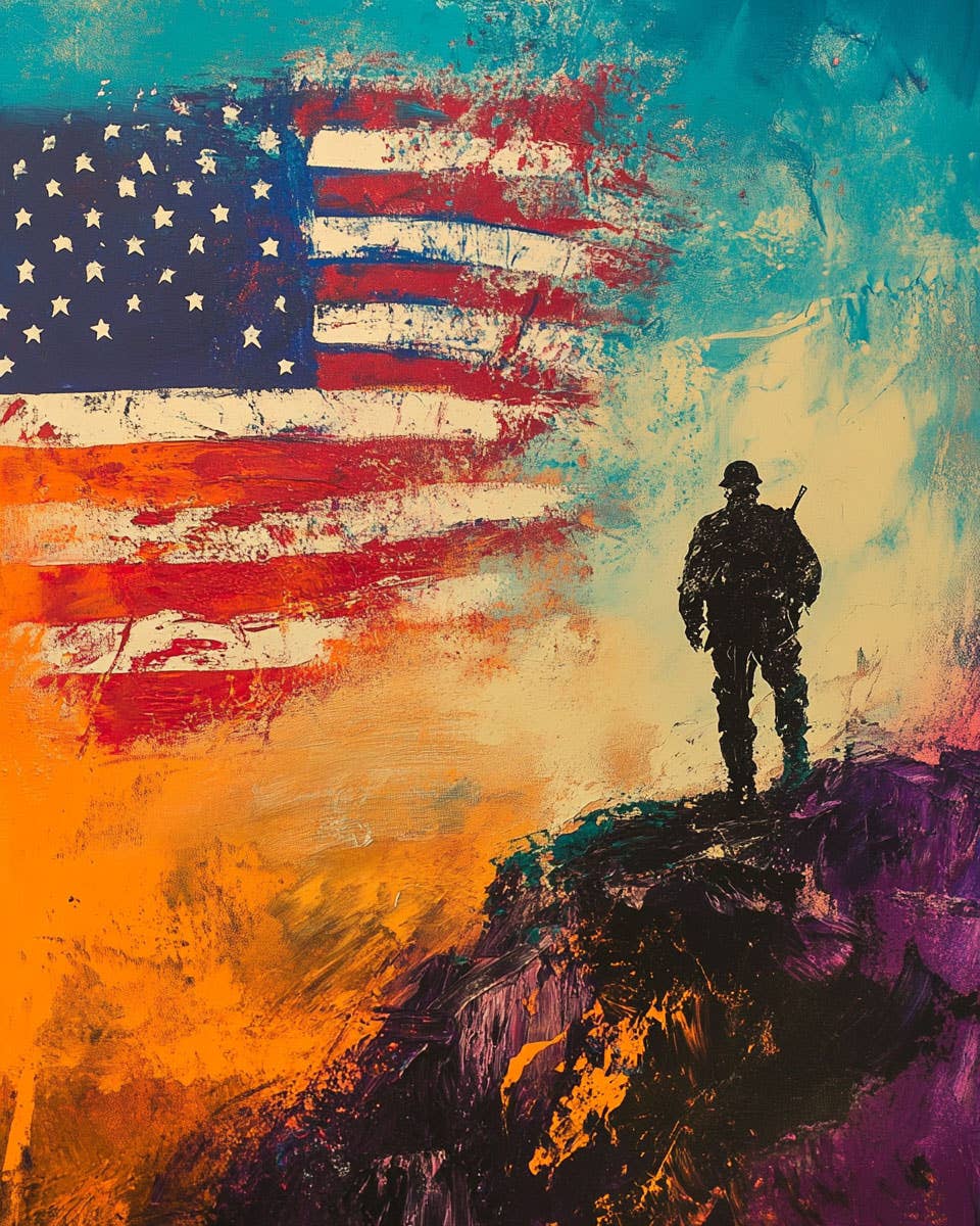 Patriotic Wall Art - Soldier American USA Military Home Decor Print 8x10 with Acid Free Mat
