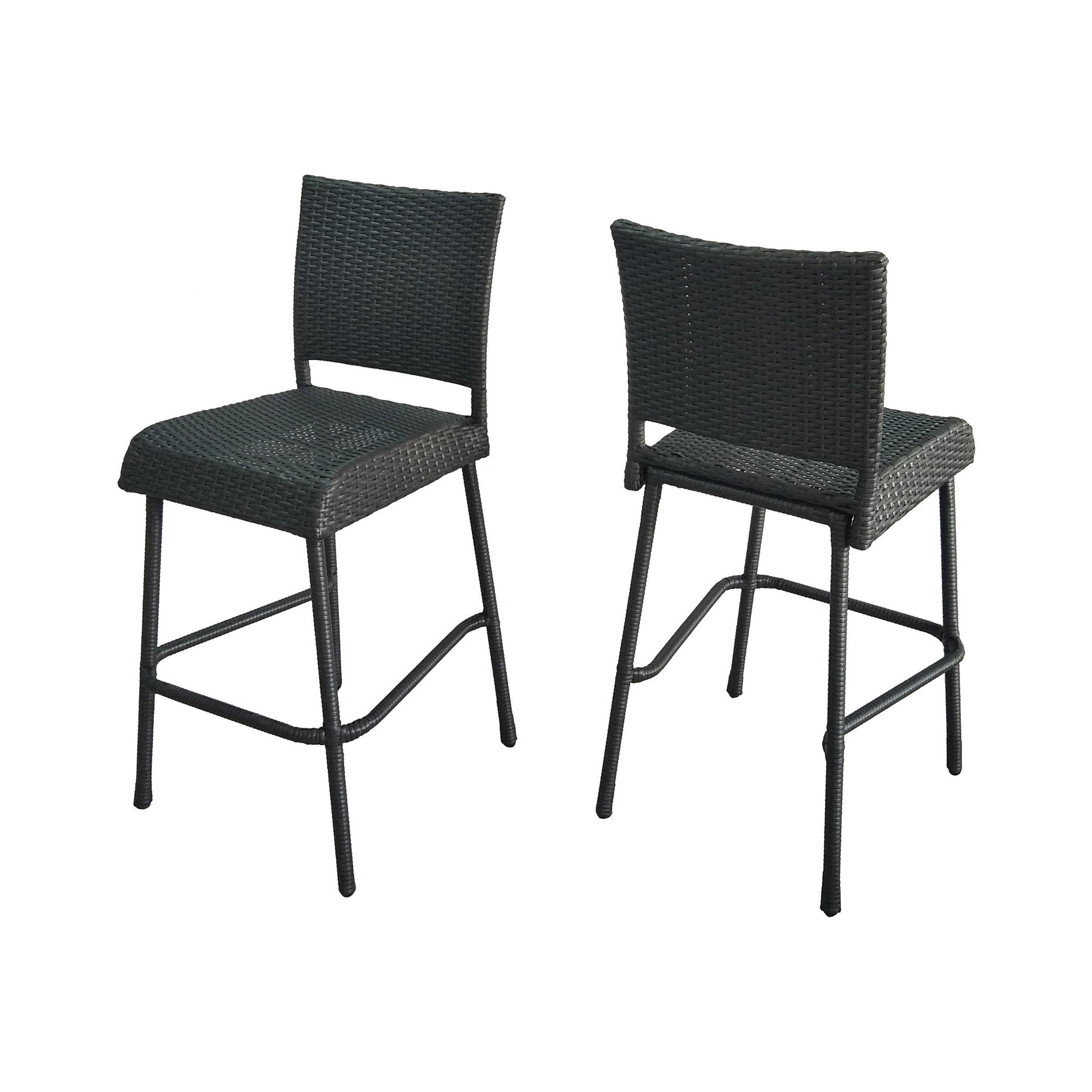 29' Outdoors PE Rattan Armless Barstools, Set of 2, Grey