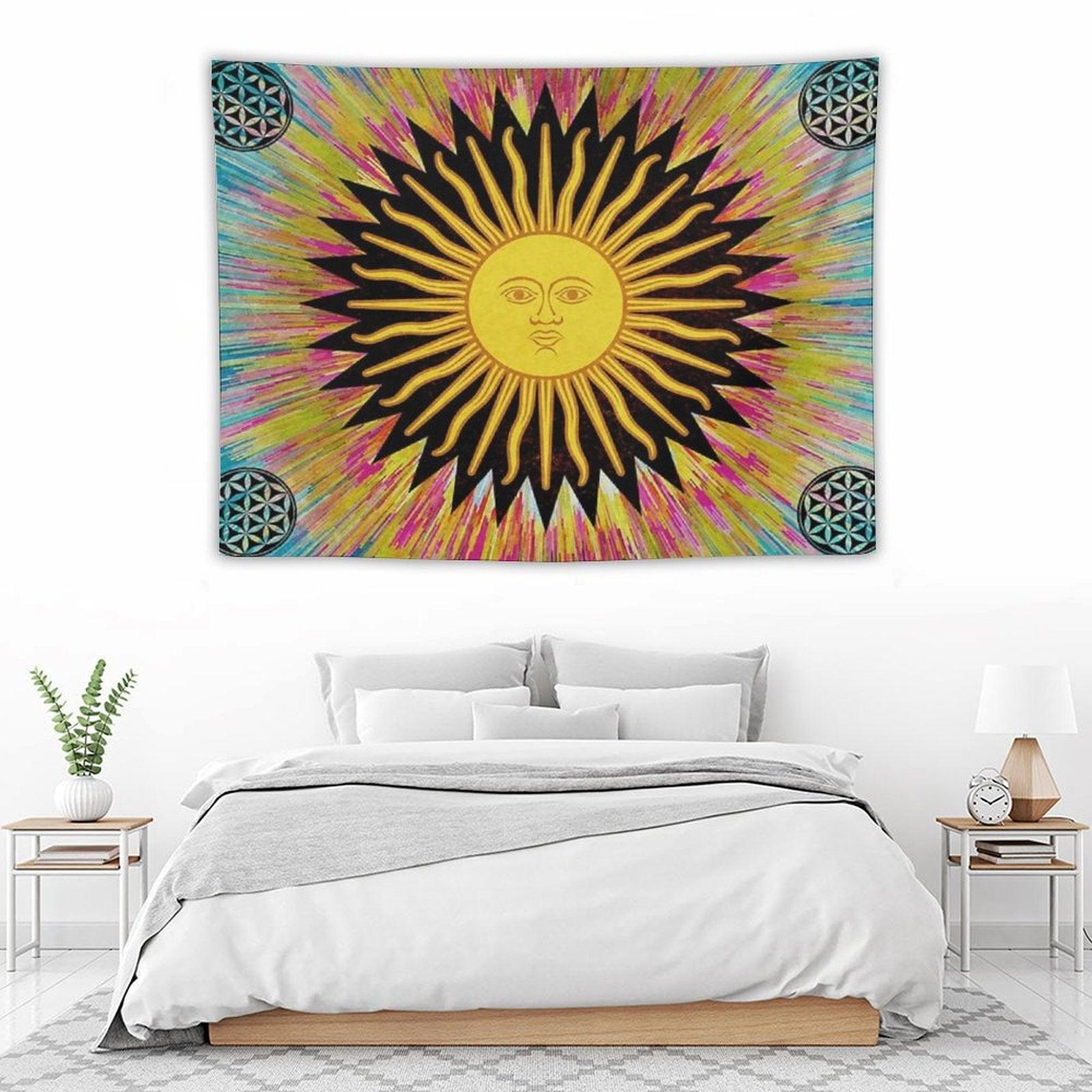 Psychedelic Sun Star  Bohemian Zen Hippie Festival Tapestry