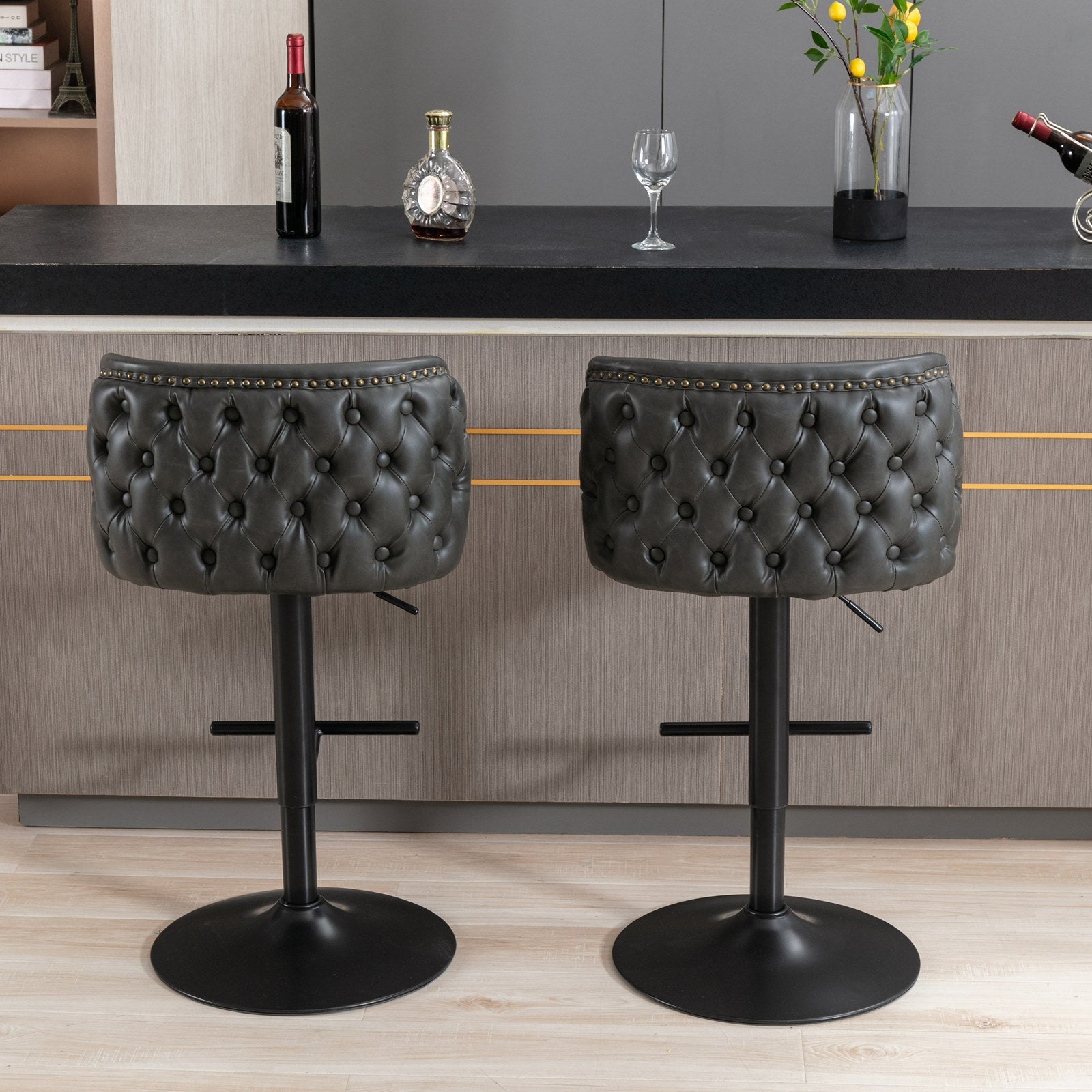 Set of 2 Modern PU Upholstered Swivel Barstools BLAKHOM