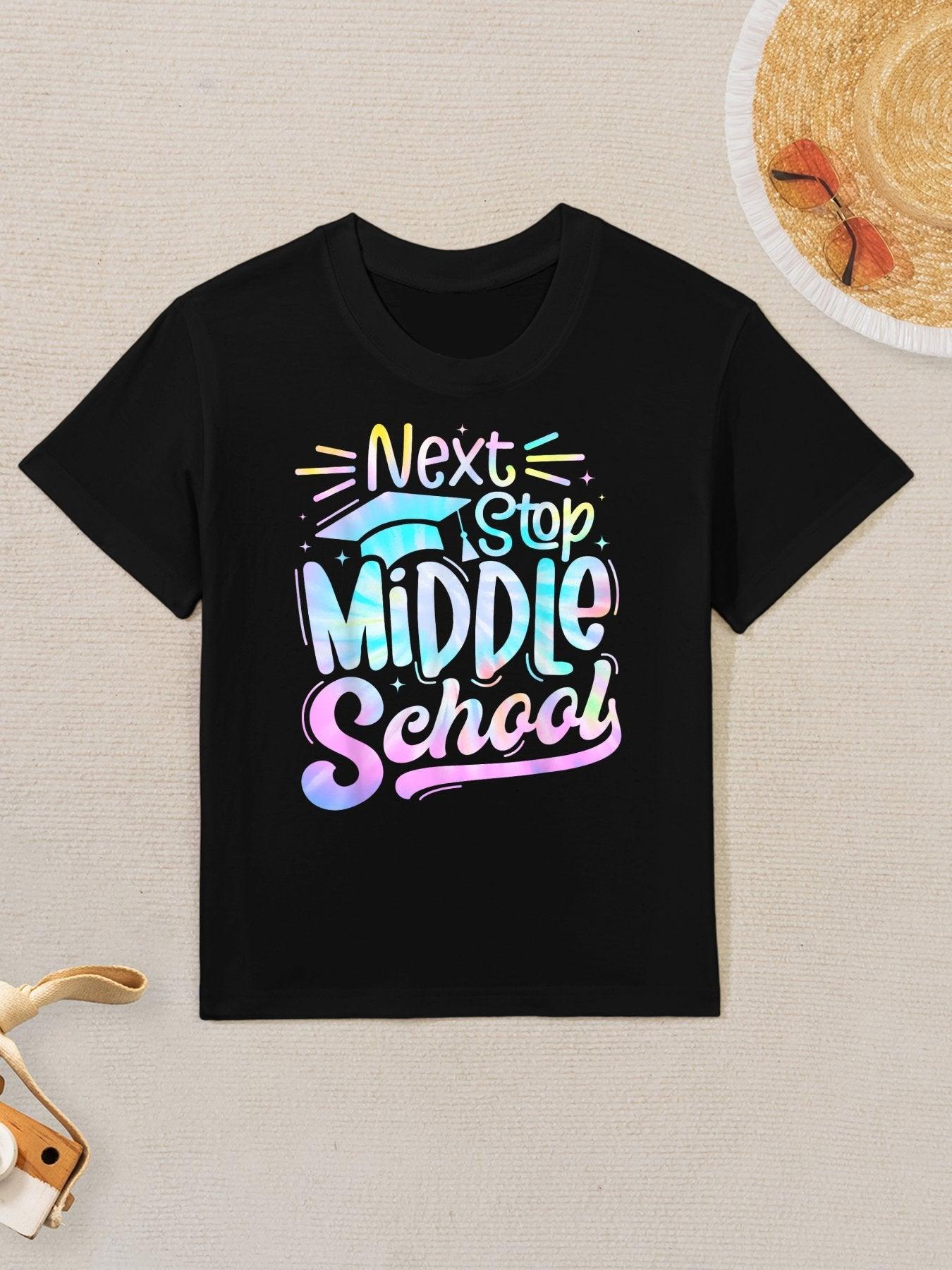 Next Stop Middle School Tie Dye Elementary School Graduation Kids T-Shirt