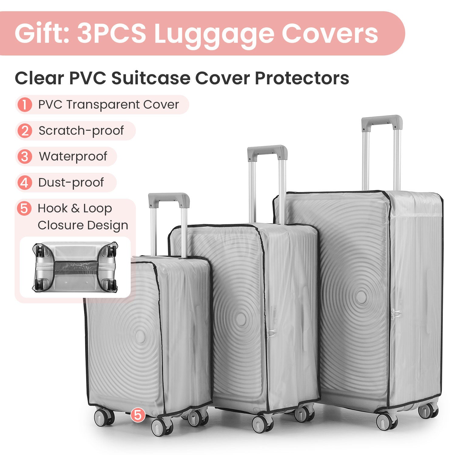 Luggage Sets 3 Piece(20/24/28), Expandable Carry On Luggage with TSA Lock Airline Approved, 100% PC Hard Shell and Lightweight Suitcase with Front Pocket and Spinner Wheels