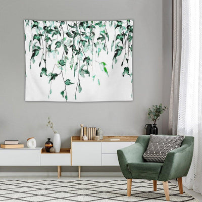 Hand Painted Ivy on The Wall Watercolor Tapestry