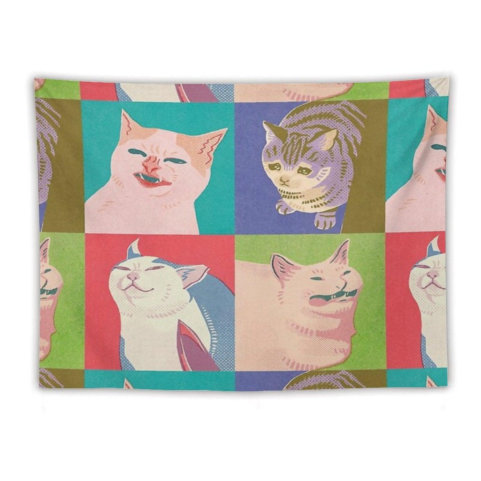 Four Meme Cats of The Apocalypse Tapestry