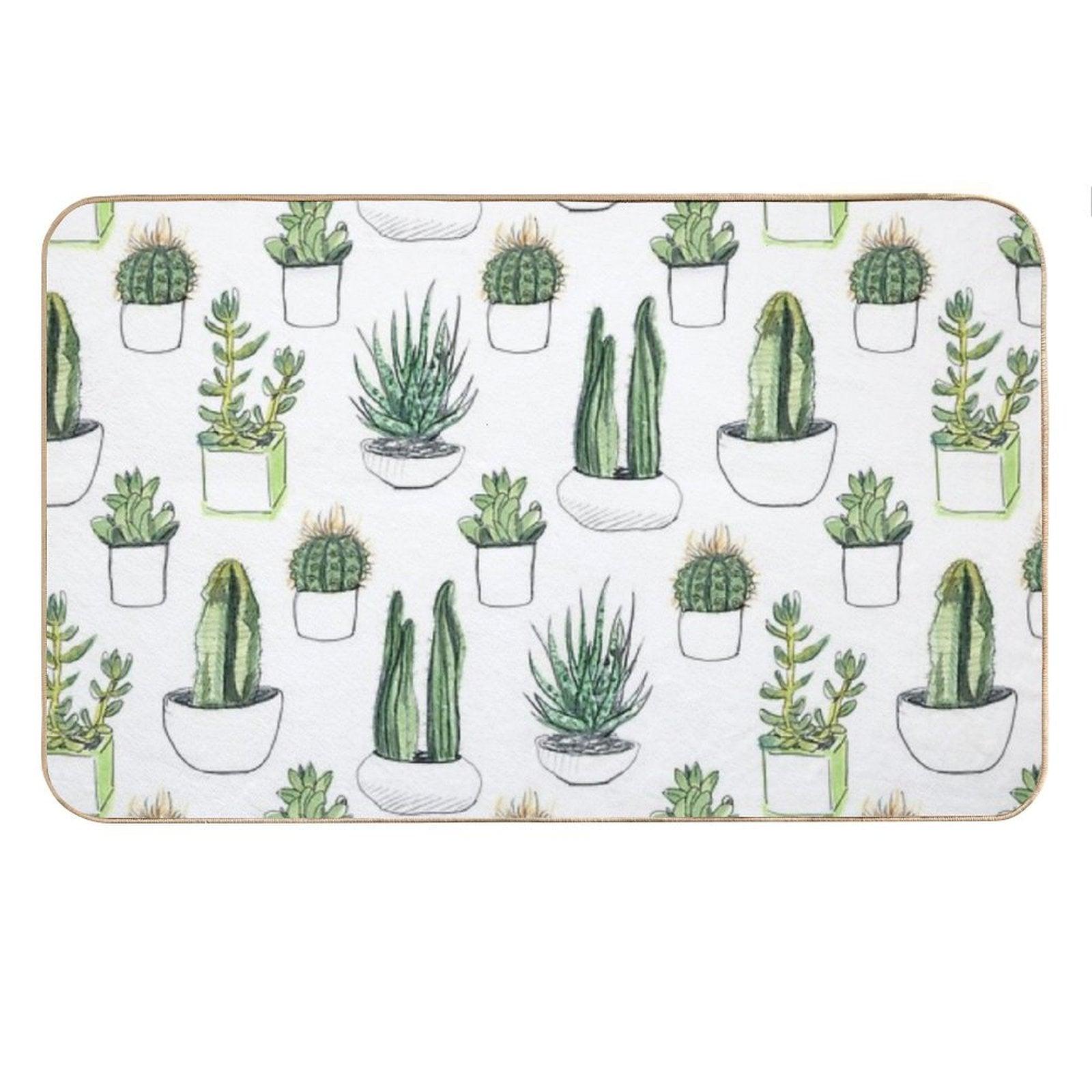 Watercolour Cacti & Succulents Bath Mat