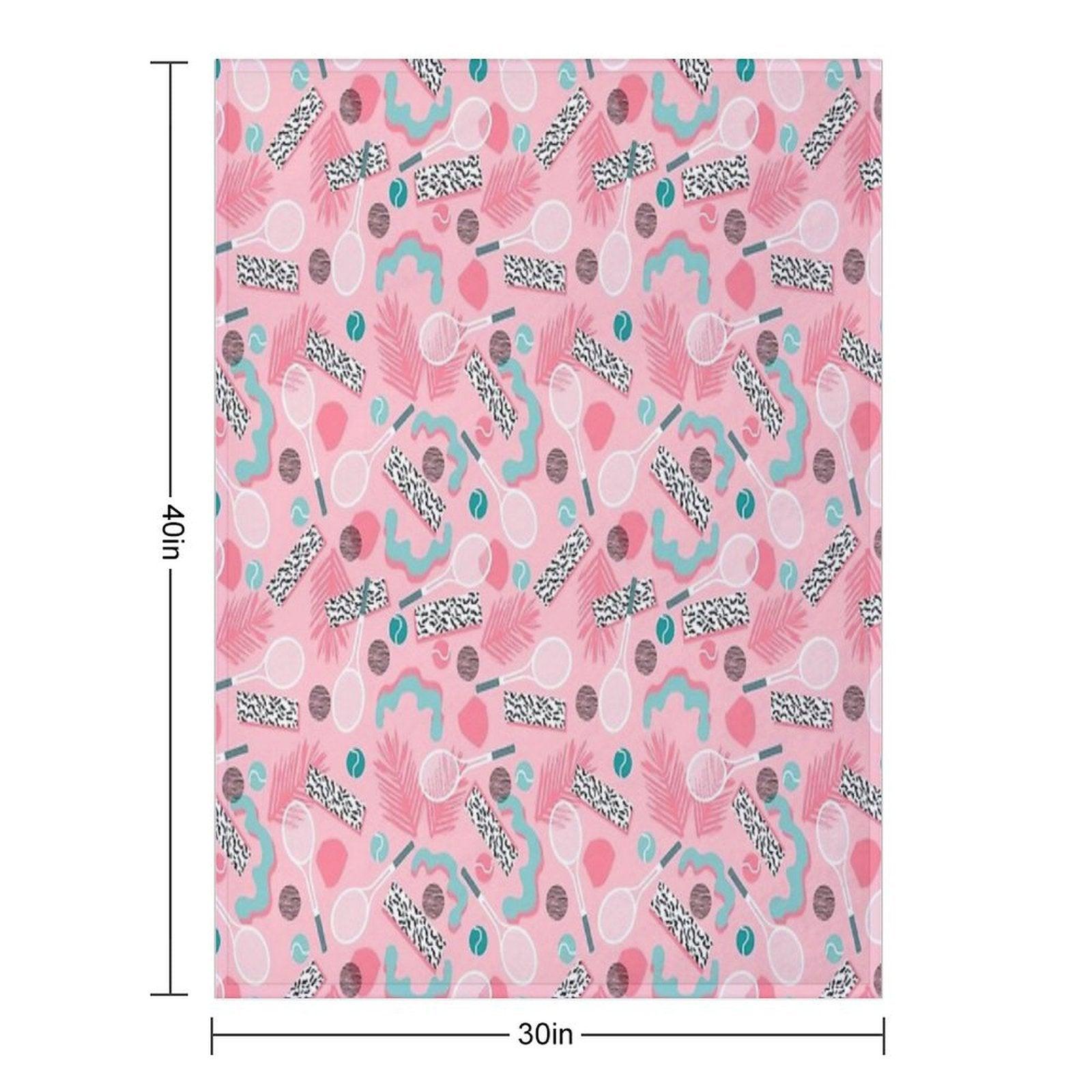 Playa' - Tennis Sports Full Court Action Hipster Abstract Minimal Retro Memphis Squiggle Pattern Throw Blanket