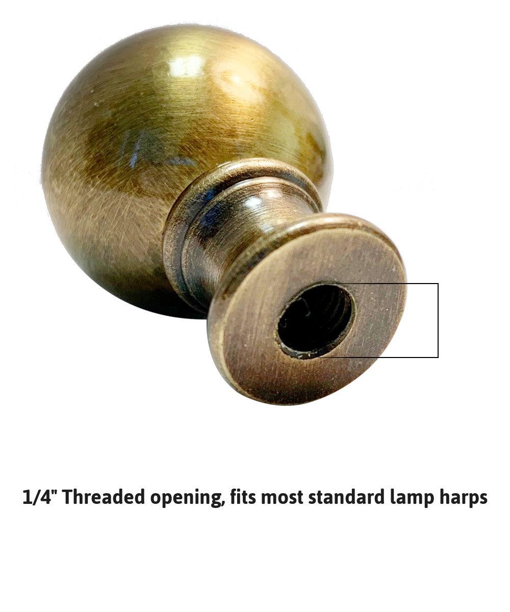 Solid Sphere Round Lamp Finial Antique Brass 1.75