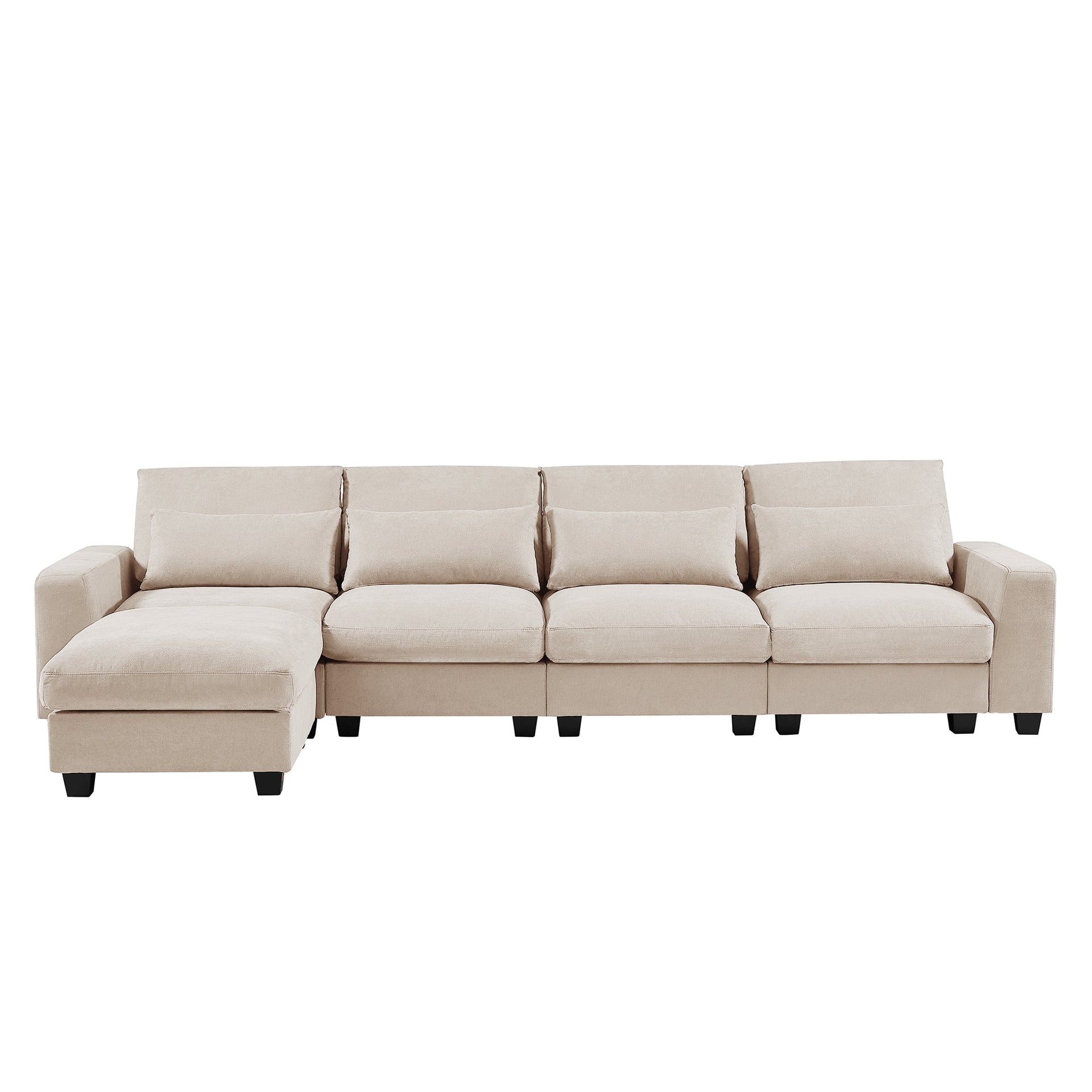 Modern Large L-Shape Feather Filled Sectional Sofa,  Convertible Sofa Couch with Reversible Chaise for Living Room