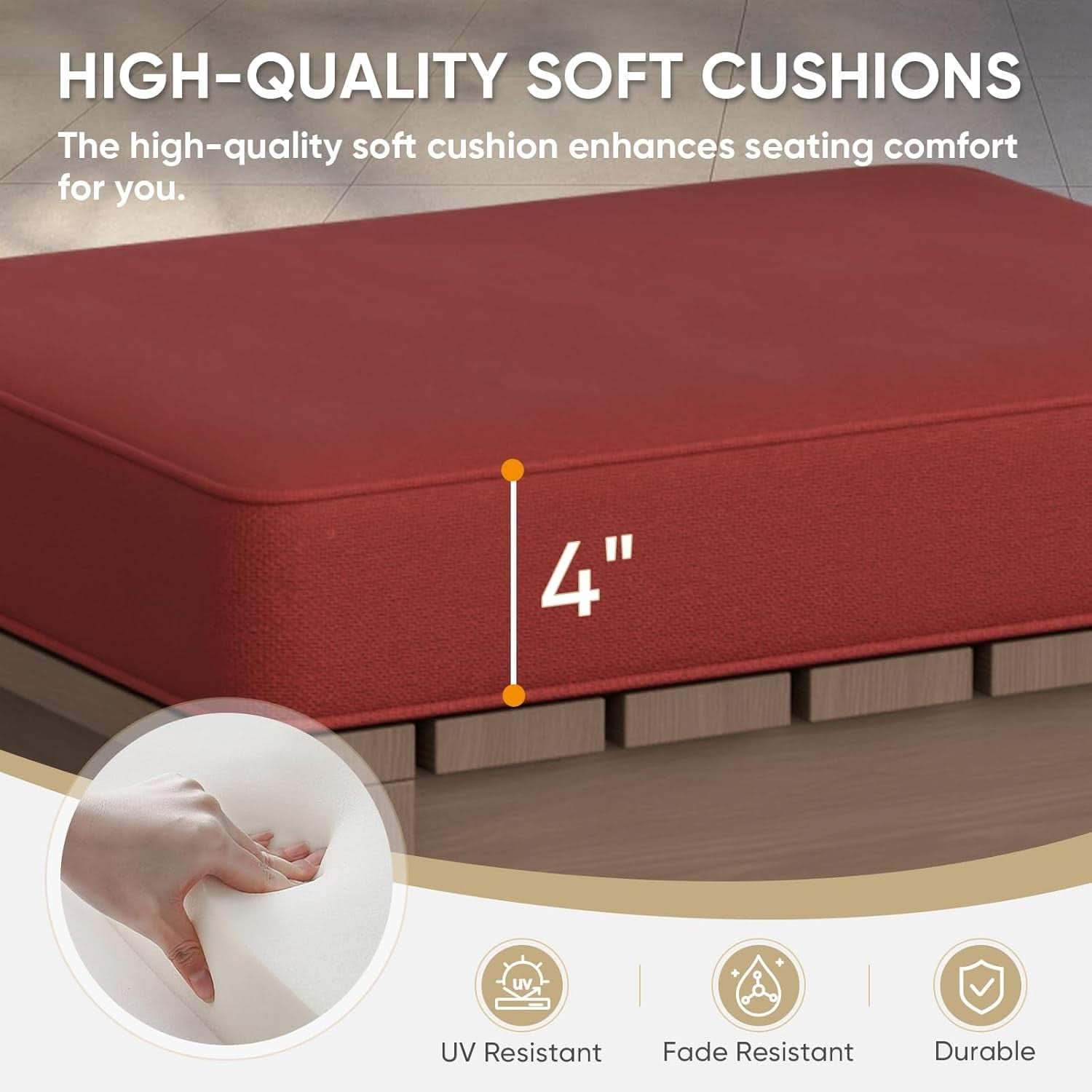 Natural Cedar Outdoor Ottomans With Removable Cushions