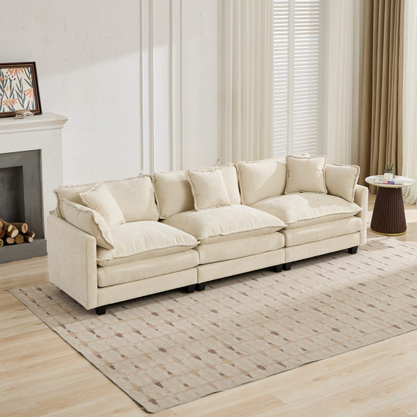 Cloud3 Seats  Sofa (Ottoman is not included)Chenille Fabric in Beige