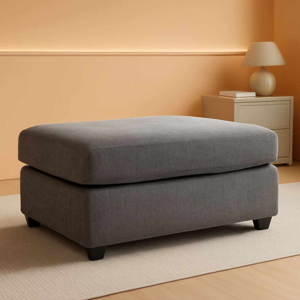 Stairatt Rectangular Gray Upholstered Ottoman Cushioned