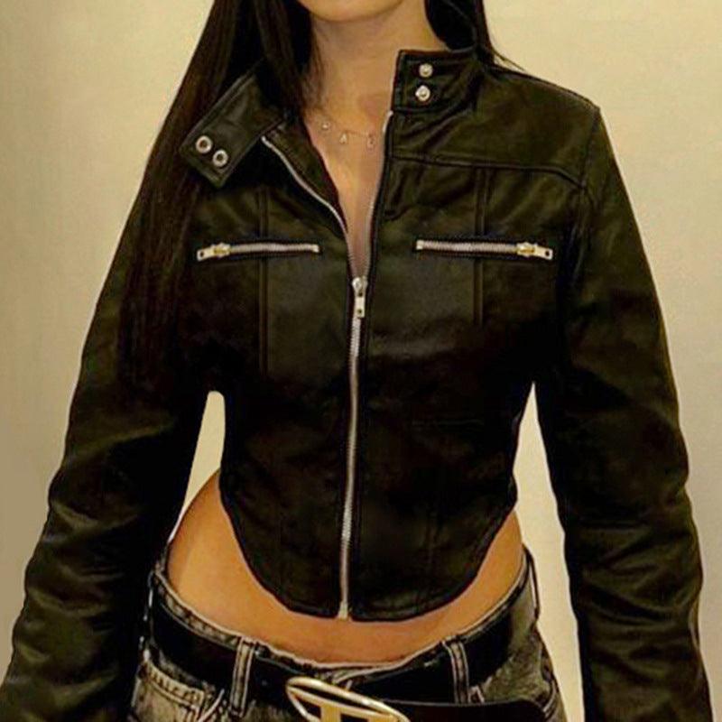 New Stand-up Collar Slim Fit Short Zipper Jacket