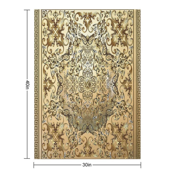 Baroque Orange Brown Greek Key Meander Durable Throw Blanket